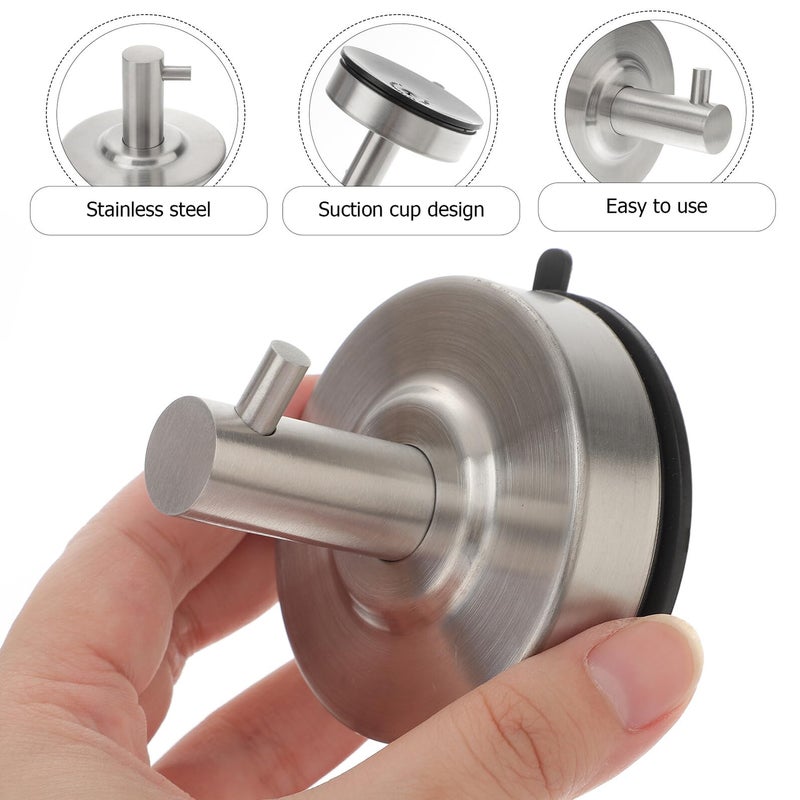 304 Stainless Steel Suction Cup Towel Hooks Punch Free Shower Hooks For Bathroom Glass - Image 5