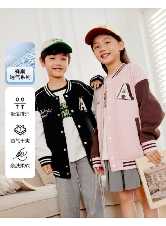 Annil Kids' Knit Baseball Jacket - Trendy Unisex Casual Outerwear For Spring/fall - Image 1