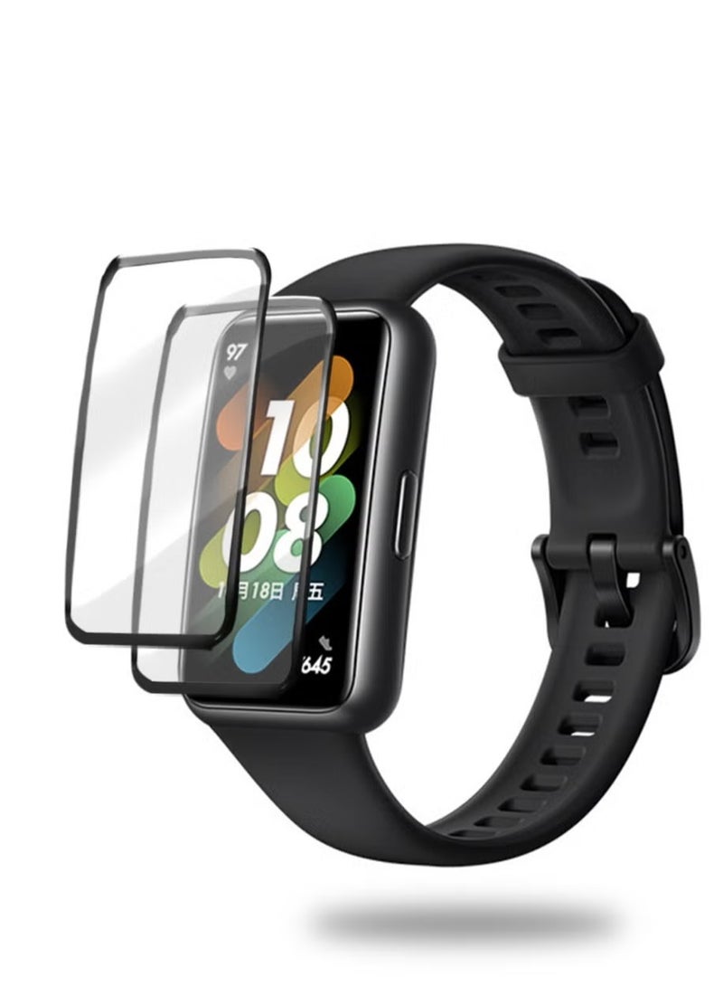 2 Piece Ceramic Explosion Proof 3D Curved Screen Protector For Huawei Band 7 -Clear/Black  - Image 1
