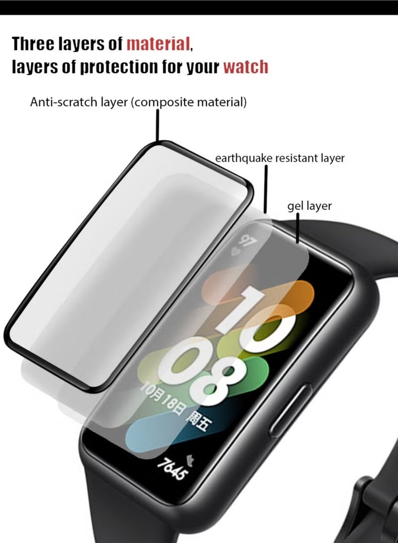 2 Piece Ceramic Explosion Proof 3D Curved Screen Protector For Huawei Band 7 -Clear/Black  - Image 3