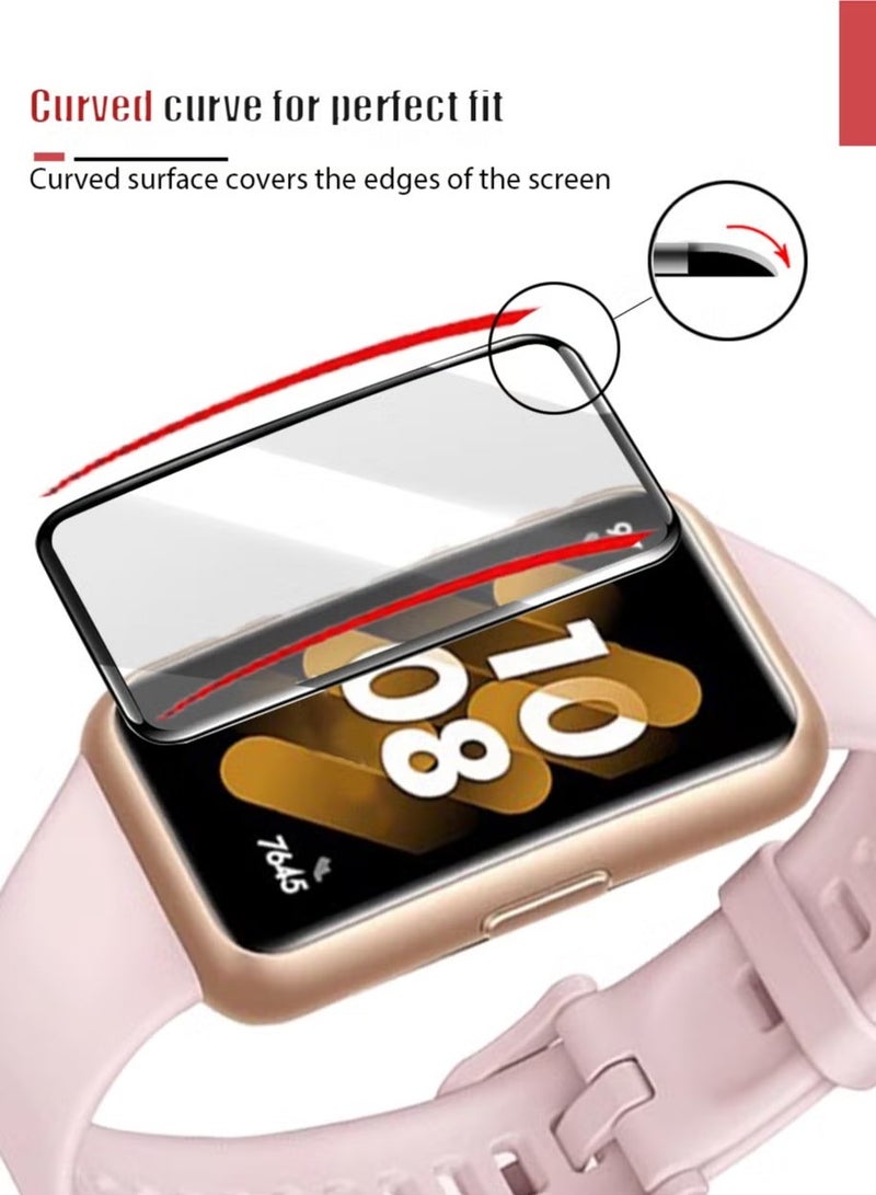 2 Piece Ceramic Explosion Proof 3D Curved Screen Protector For Huawei Band 7 -Clear/Black  - Image 4