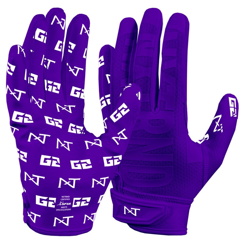 NXT NXTRND Nxtrnd G2 Pro Football Gloves Mens Ultra Sticky Elite Receiver Gloves Purple Small - Image 2