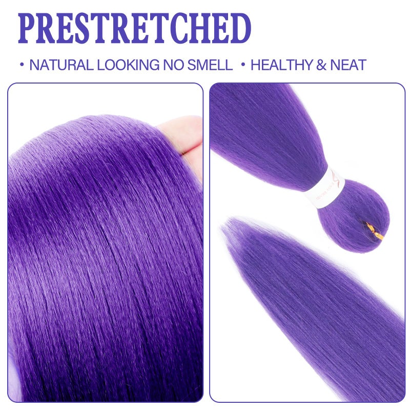 Beyond Beauty Long Purple Braiding Hair 30 Inch, Pre Stretched Synthetic Braiding hair for Braids,2 Packs Purple Extensions for Stage Party Halloween Costume Cosplay - Image 5