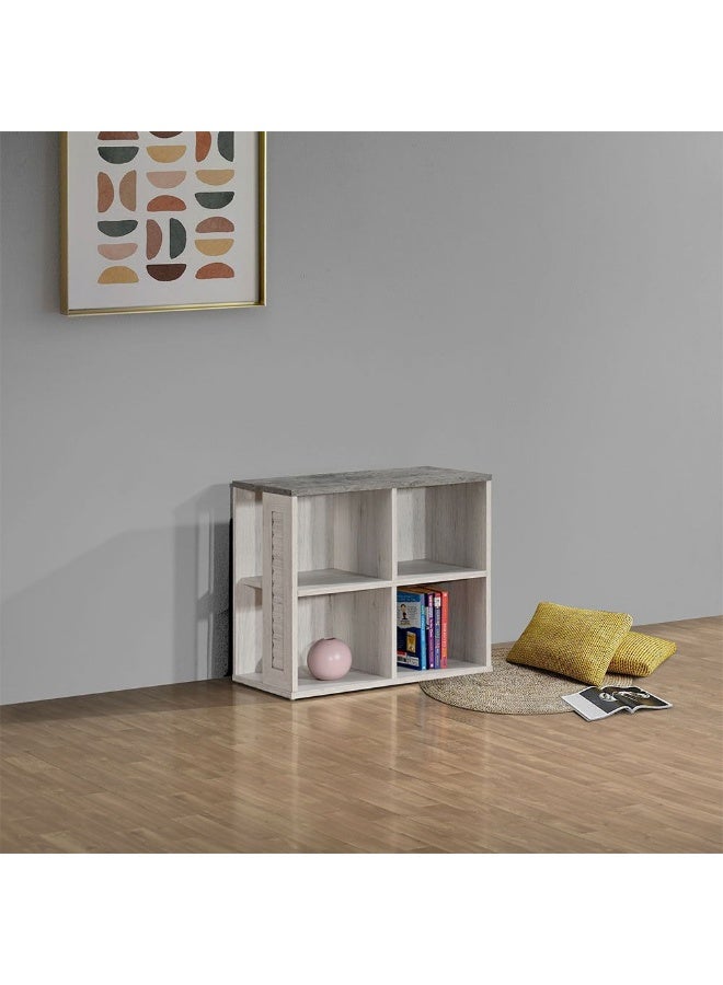 DANUBE HOME طاولة نهاية زينيث طاولة جانبية عصرية وأنيقة لغرفة المعيشة طاولة زخرفية متينة بتصميم فريد ديكور منزلي أنيق لأي مساحة - بلوط أبيض وأسمنت - Image 1