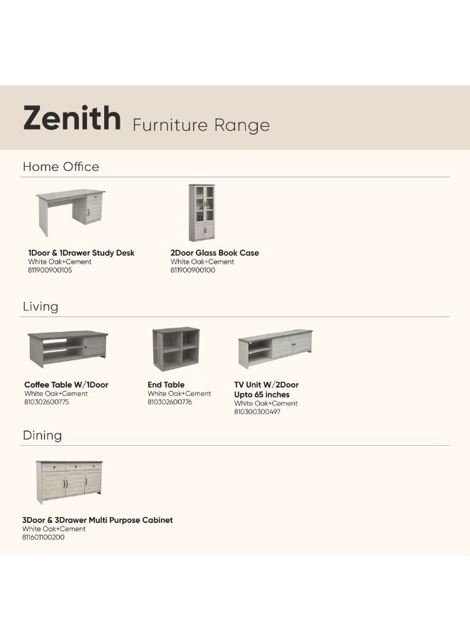 DANUBE HOME طاولة نهاية زينيث طاولة جانبية عصرية وأنيقة لغرفة المعيشة طاولة زخرفية متينة بتصميم فريد ديكور منزلي أنيق لأي مساحة - بلوط أبيض وأسمنت - Image 4