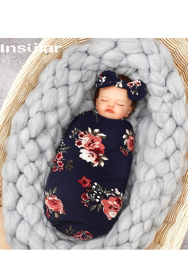انسولار طفل حديث الولادة طباعة وشاح قبعة الجنين مع ثلاثة قطعة مجموعة - Image 2