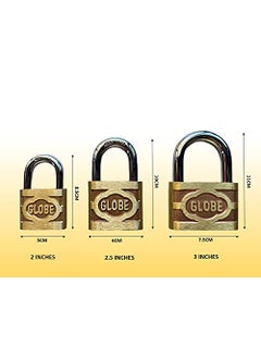 ZEBRA PREMIUM TOOLS Zebra Premium Tools Globe Original Hardened Pure Brass Locks with Free 3 Keys Gold 2 INCH Door Locks  - Image 3