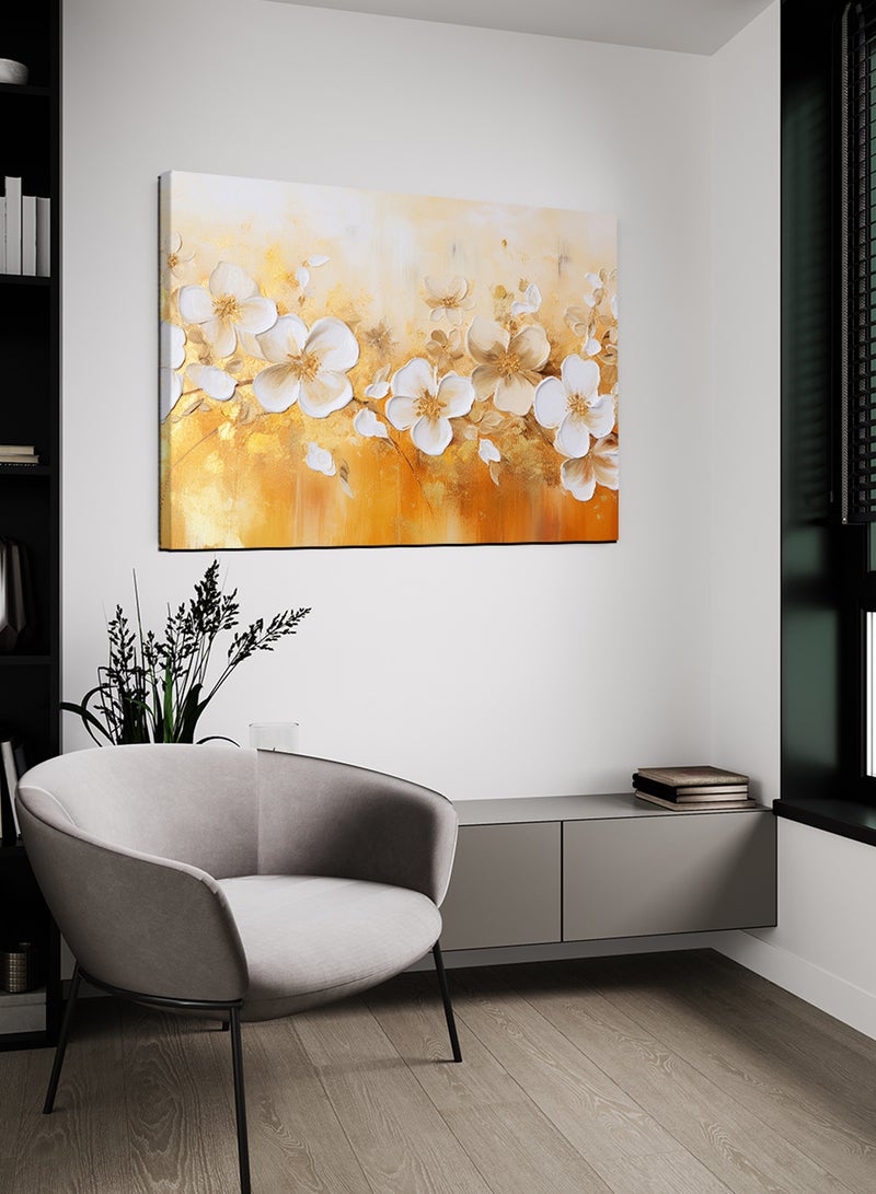 لوحة كانفاس على إطار خشبي بتصميم نمط فني حديث من الزهور - Image 1