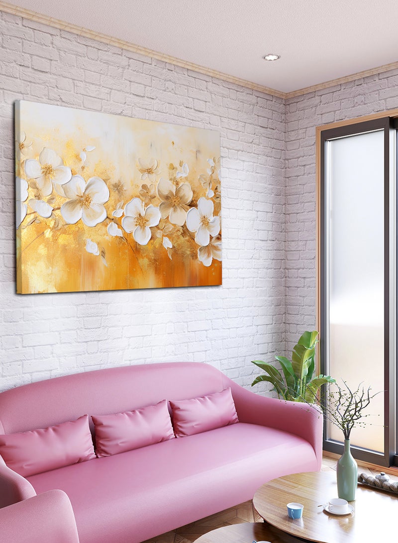 لوحة كانفاس على إطار خشبي بتصميم نمط فني حديث من الزهور - Image 3