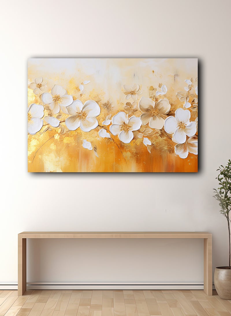 لوحة كانفاس على إطار خشبي بتصميم نمط فني حديث من الزهور - Image 2