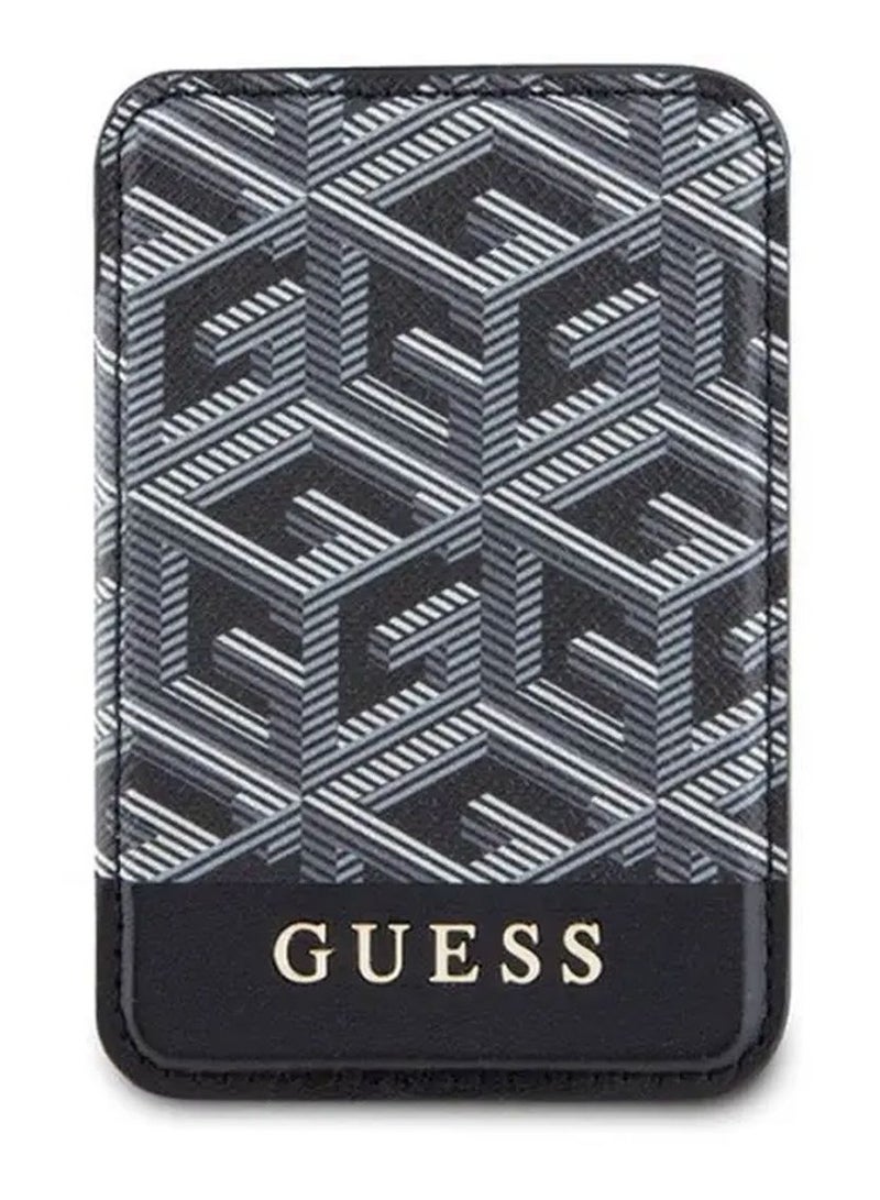 GUESS Magsafe Wallet Cardslot with Stand and Gcube Stripe Design / Secure Card Holder / High-Quality Phone Accessory - Black - Image 1