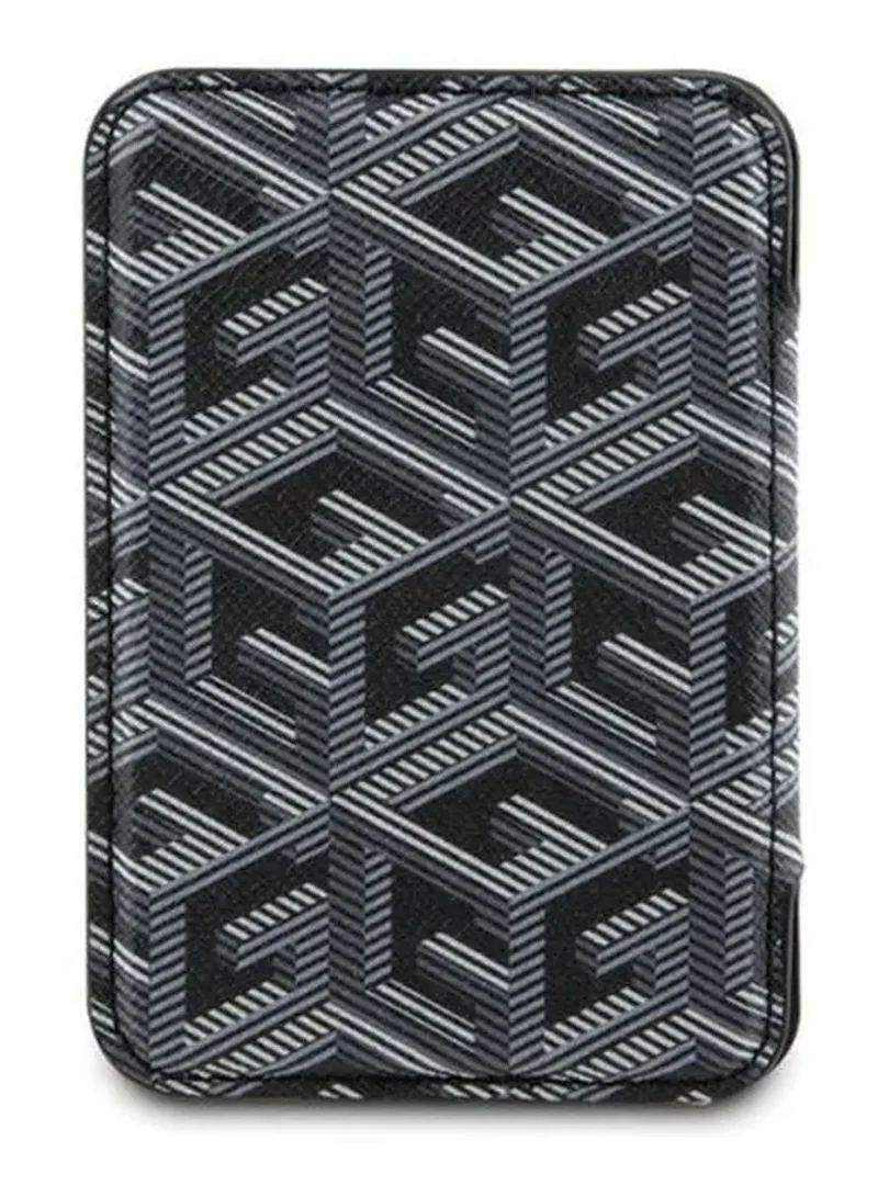 GUESS Magsafe Wallet Cardslot with Stand and Gcube Stripe Design / Secure Card Holder / High-Quality Phone Accessory - Black