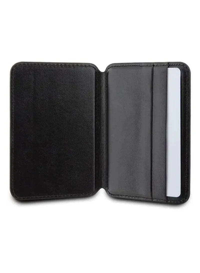 GUESS Magsafe Wallet Cardslot with Stand and Gcube Stripe Design / Secure Card Holder / High-Quality Phone Accessory - Black