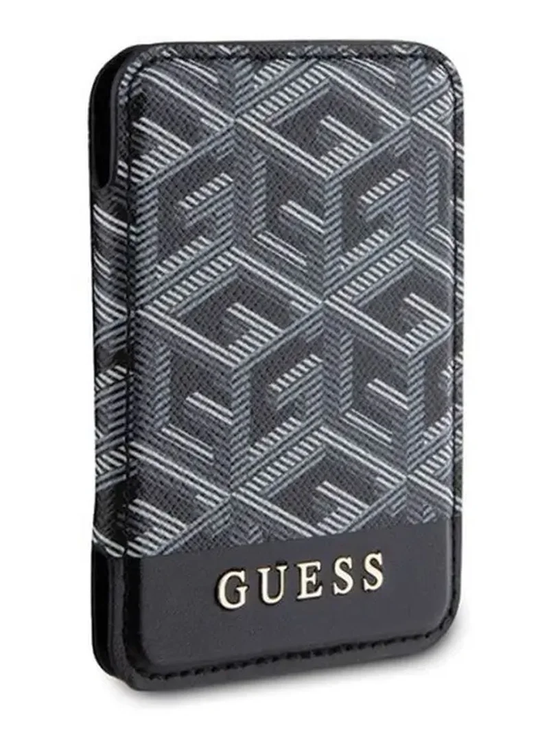 GUESS Magsafe Wallet Cardslot with Stand and Gcube Stripe Design / Secure Card Holder / High-Quality Phone Accessory - Black