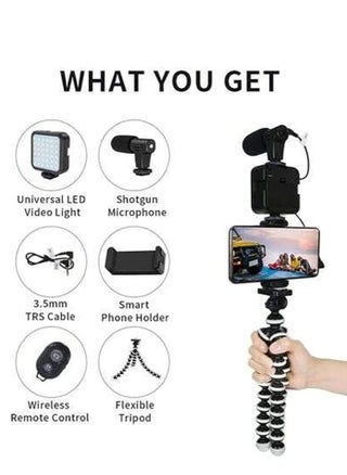 PLOKAMA - PK-775-5-in-1 Smartphone Video Rig, Camera Mount Stabilizer with LED Light, Microphone, U-Grip Handle - (Black) - pzsku/ZDE4A0C9A9DDDC751C727Z/45/_/1738939154/e1be45f2-3faa-487b-ba2c-29c3f968b188