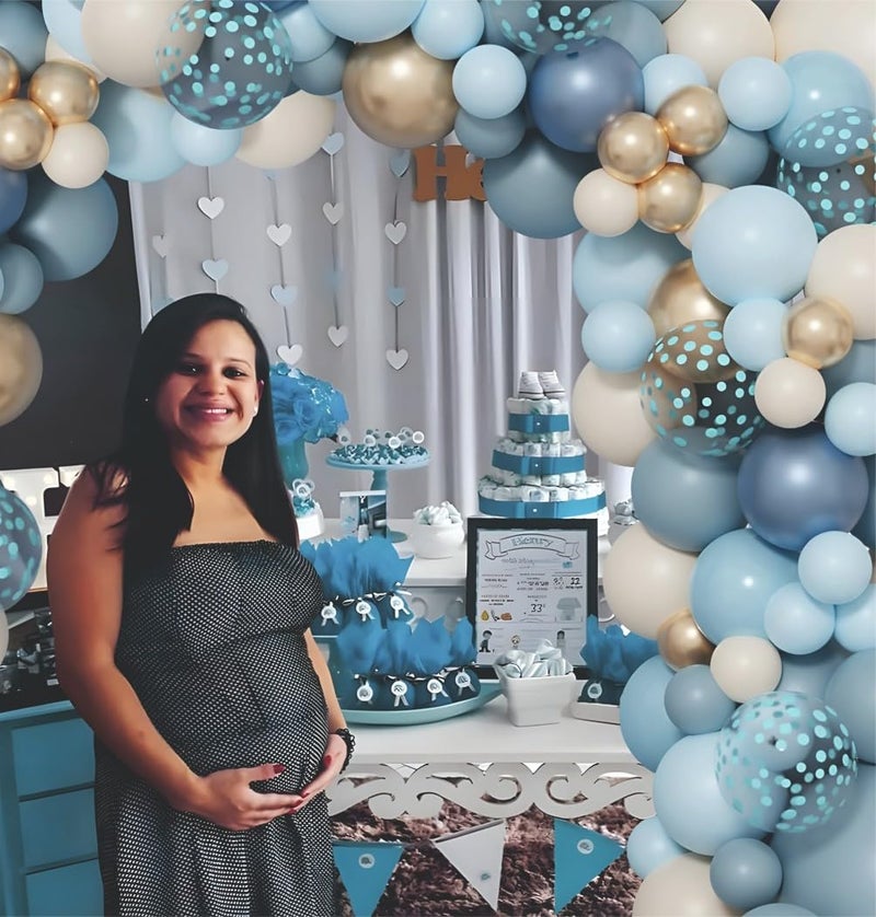 YOURS DECOR Happy Birthday Balloons Decoration Kit - 57 Pcs Dusty Blue, Sky Blue & Sand White Garland Set for Birthday Decoration | Birthday Party Decoration Set for Celebrations for Kids & Adults - Image 4