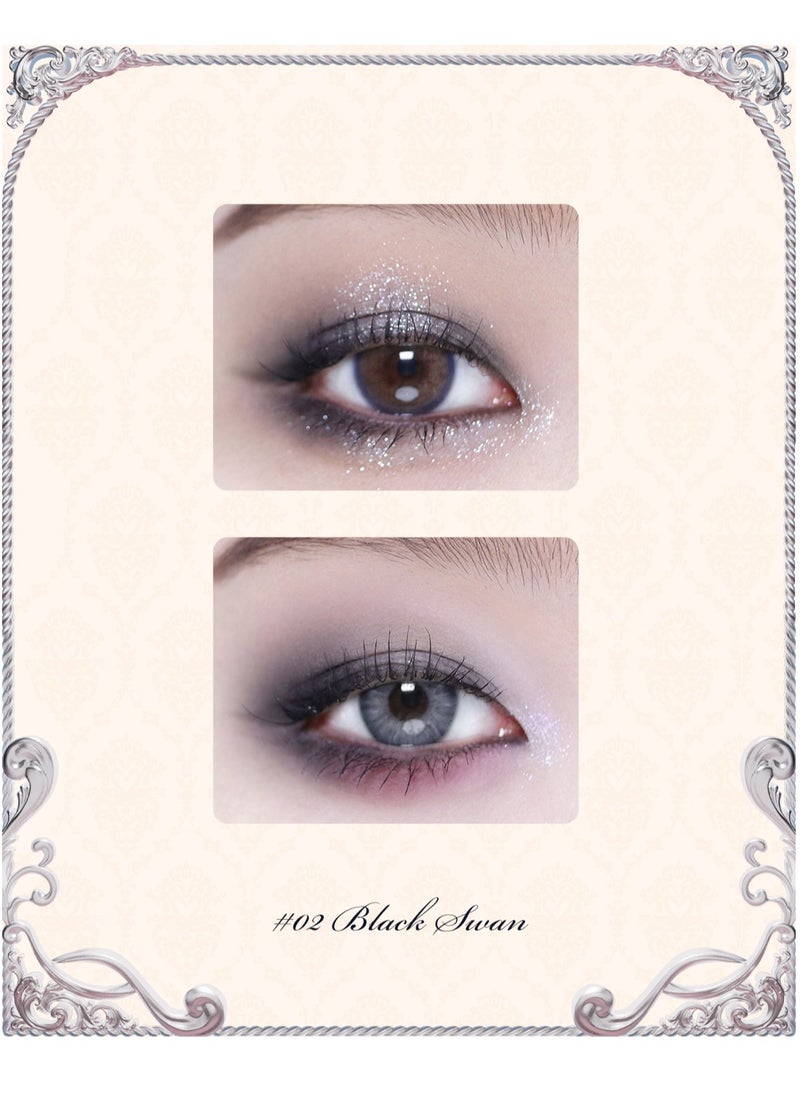 Swan Ballet 6-Color Eyeshadow Palette Delicate Matte Glow Shimmer Waterproof Eye Shadow Beauty Makeup Cosmetics, 6.5g (02 Black Swan)