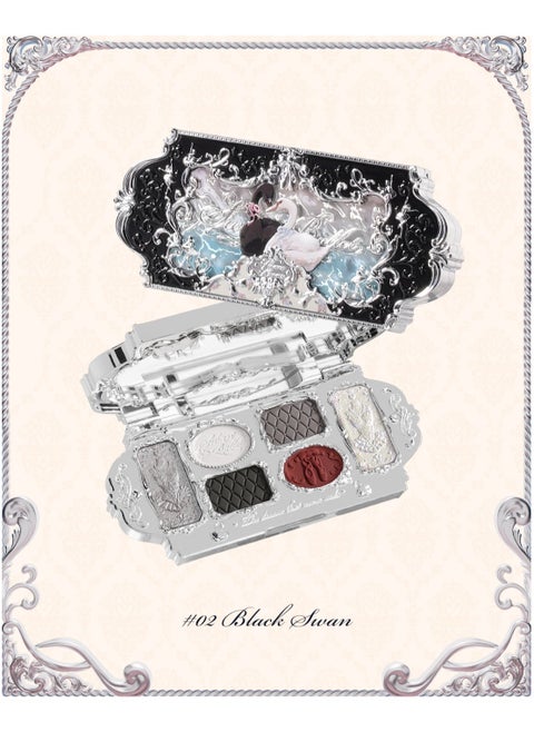 Swan Ballet 6-Color Eyeshadow Palette Delicate Matte Glow Shimmer Waterproof Eye Shadow Beauty Makeup Cosmetics, 6.5g (02 Black Swan)