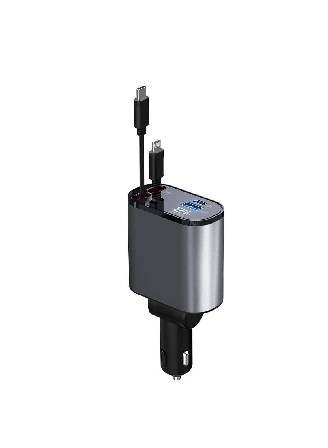 Fast Car Charger 4 Ports Car Charger Adapter Fast Charging Car Charger Lighter Plug For IPhone Type-C+iPhone Samsung Huawei