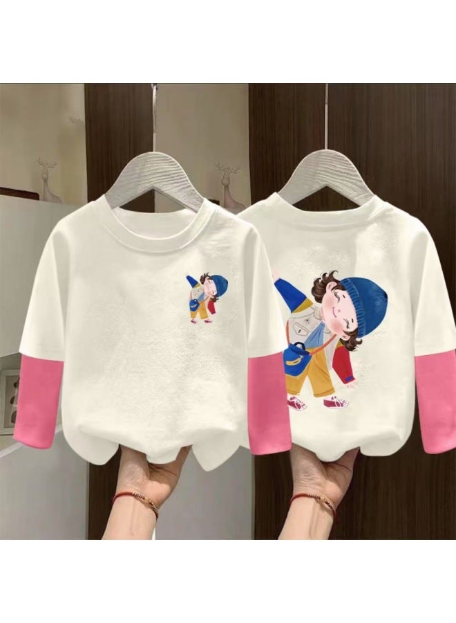 Pure Cotton Children's Long Sleeve T-shirt, New Baby Spring/autumn Cartoon Print Top, Base Layer Shirt