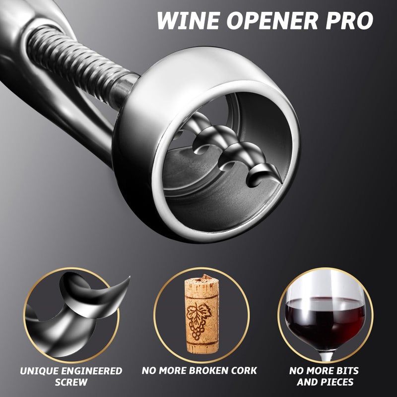 Gourmet Easy Wine Opener Deluxe, Heavy-Duty Bottle Opener for Easy Cork Removal, Manual Corkscrew for Smooth & Effortless Intact Wine Corks, Premium Corkscrew for Waiters, Bartenders & Home Use - Image 2