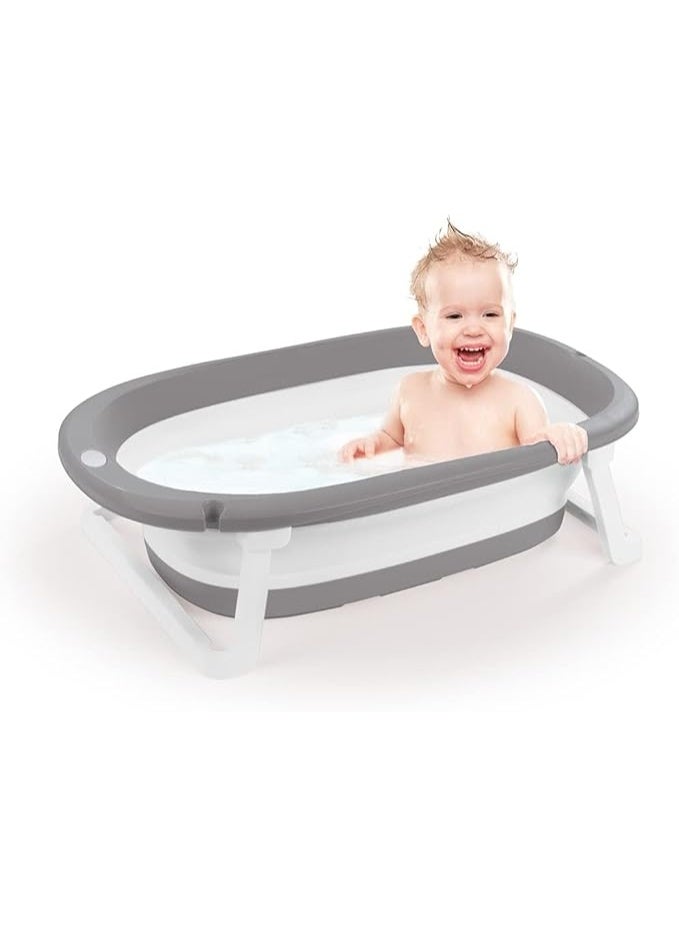 Collapsible Baby Bathtub – Portable & Foldable Design, Compact Storage, for Newborns & Toddlers, Grey & White - Image 4