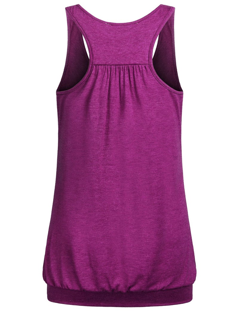 Miusey Yoga Tops, Ladies Sleeveless Scoop-Neck Cotton Loose Fit Racerback Sports Activewear Athletic Workout Tank Red X - Image 2