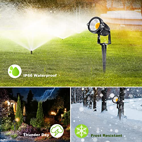 ALEDECO 5W Low Voltage Landscape Lights Outdoor 12V AC/DC LED Landscape Lighting 3000K Warm White Waterproof Garden Spotlights 500LM COB Landscape Pathway Lights for Yard,Tree (8Pack with Connectors) - Image 4