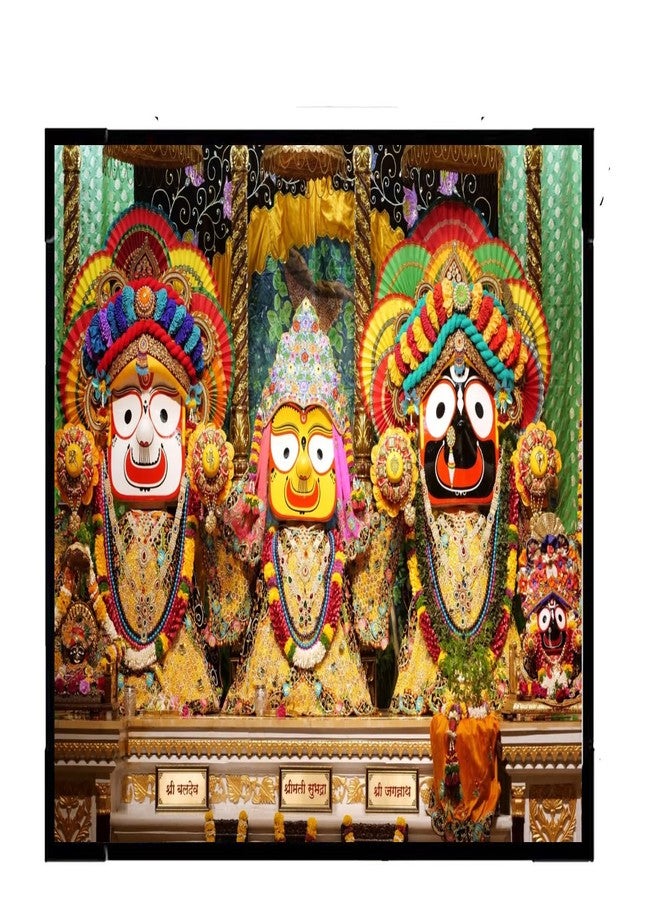 Vils Lord Puri Jagannath Subhadra & Balaram Divine Holy Blessing Wood & Plastic Religious Photo Frame Cutout with Backstand for Pooja/Gift (8 inch X 6 inch) - Image 1