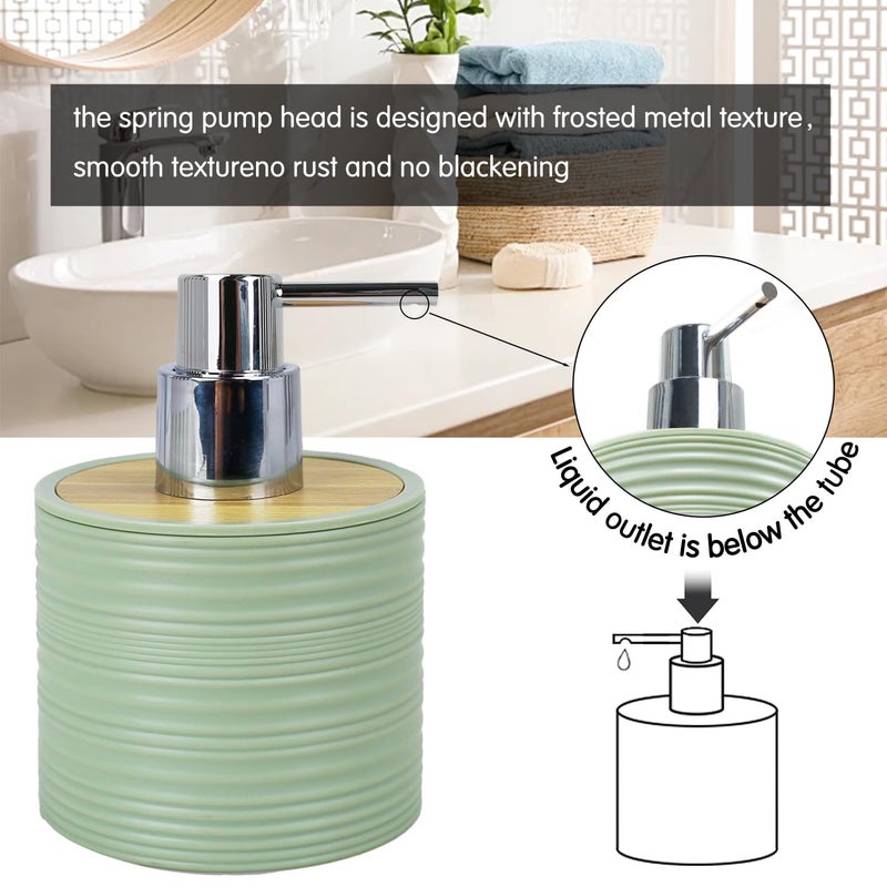 CERBIOR Bathroom Accessories Set 6 Piece Bamboo Bath Ensemble Includes Soap Dispenser, Toothbrush Holder, Toothbrush Cup, Soap Dish for Decorative Countertop and Housewarming Gift, Sriral Green - Image 3