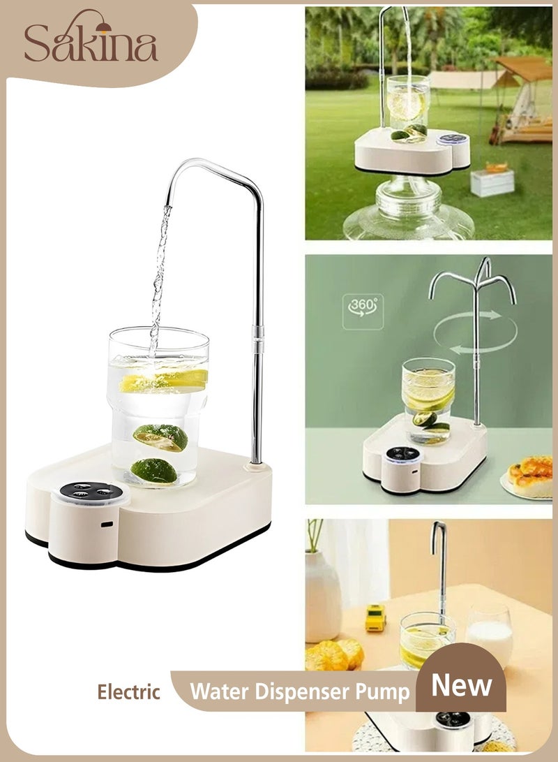 Sakina Desktop Electric Water Dispenser, Three-Level Quantitative Water Flow, USB Portable Charging, Universal Bottle Compatible, Table Top Compact Water Pump, Touch Control, 360° Rotating Spout(White) - Image 1