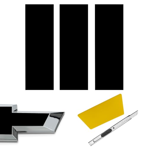Dunviku Compatible with Bowtie Logo Wrap Stickers 11.8" x 4" 3PCS Compatible with Chevy Bowtie Emblem Wrap Kit with Spatula and Cutter Universal Black Logo Overlay (Matte Black) - Image 1