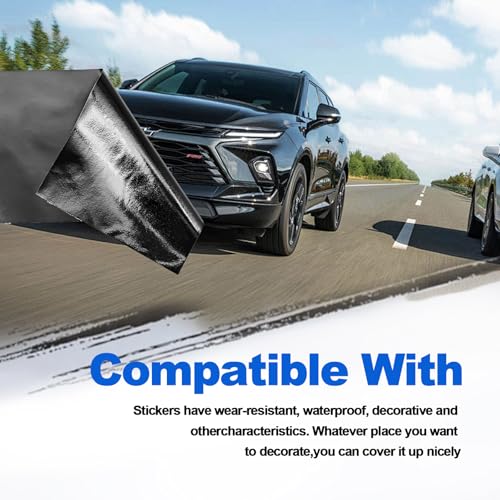 Dunviku Compatible with Bowtie Logo Wrap Stickers 11.8" x 4" 3PCS Compatible with Chevy Bowtie Emblem Wrap Kit with Spatula and Cutter Universal Black Logo Overlay (Matte Black) - Image 5