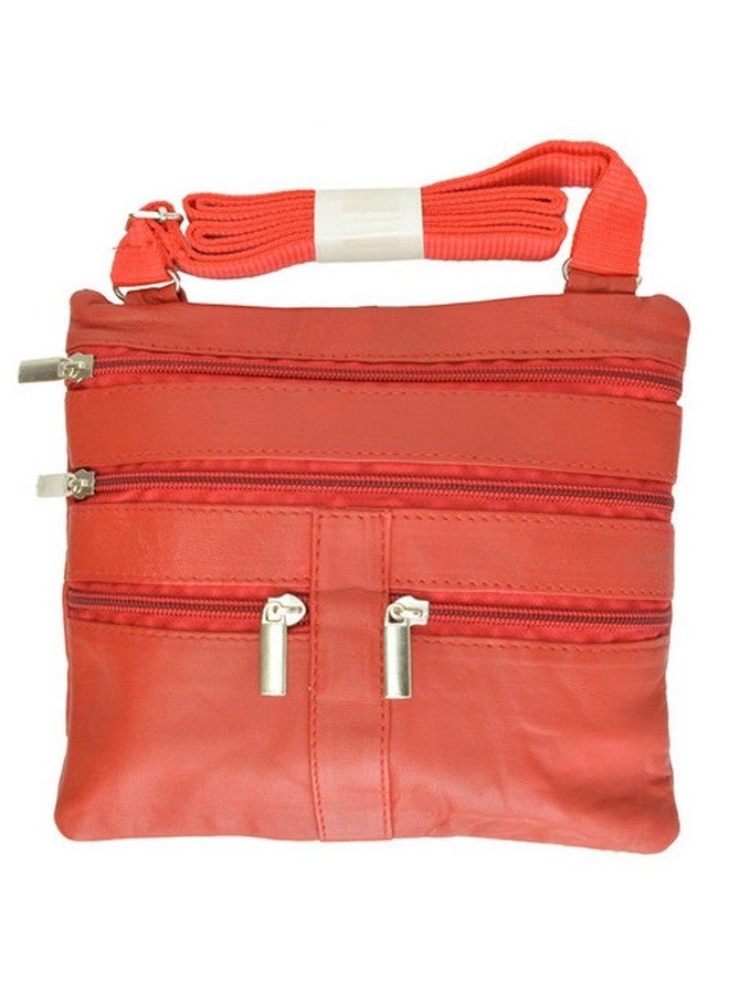 Marshal Lambskin Leather Double Compartments Crossbody Handbag Belt Purse In One Orange