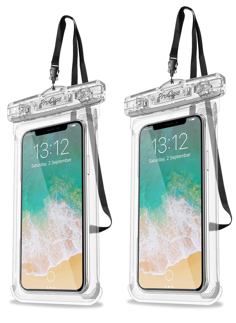 Procases Universal Waterproof 7 Inch Case Cellphone Dry Bag Pouch 2 Pack Clear  - Image 1
