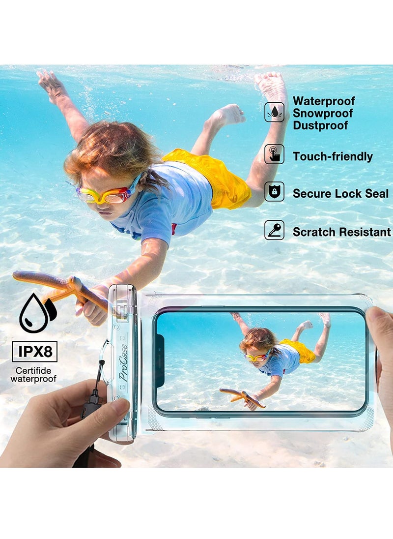 Procases Universal Waterproof 7 Inch Case Cellphone Dry Bag Pouch 2 Pack Clear  - Image 2