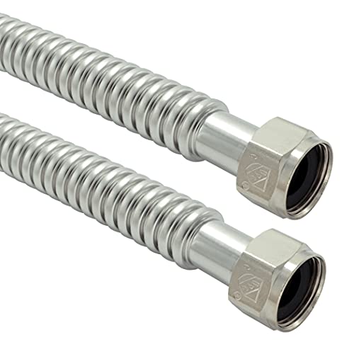 TT FLEX Stainless Steel Corrugated Water Heater Connector Flexible for Water Heater Softener, 3/4" FIP x 3/4" FIP, 24" Length (2 Pack) - Image 1