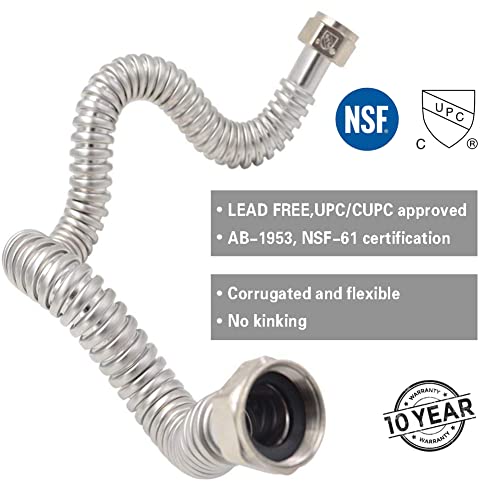 TT FLEX Stainless Steel Corrugated Water Heater Connector Flexible for Water Heater Softener, 3/4" FIP x 3/4" FIP, 24" Length (2 Pack) - Image 3