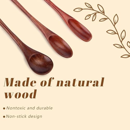 HANSGO 9PCS Wooden Honey Spoons, Mixing Coffee spoon with Long Handle for Jam Dessert Stirring - Image 3