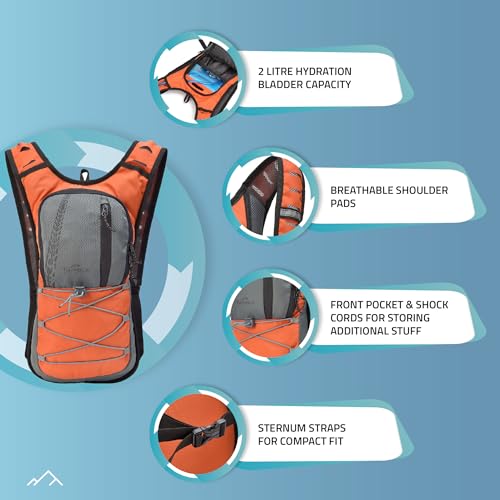 Tripole Hydration Backpacks for Cycling and Trail Running | Without Bladder (Orange) - Image 2