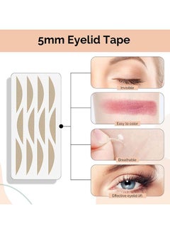 SYOSI Eyelid Tape 120 Pieces Invisible Waterproof Double Eyelid Lifter Strips Big Eye Tools For Hooded Droopy Uneven Mono Eyelids Eyelid Stickers With Fork Rods And Tweezers  - Image 3