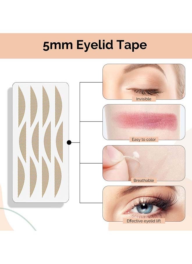 SYOSI Eyelid Tape 120 Pieces Invisible Waterproof Double Eyelid Lifter Strips Big Eye Tools For Hooded Droopy Uneven Mono Eyelids Eyelid Stickers With Fork Rods And Tweezers  - Image 3