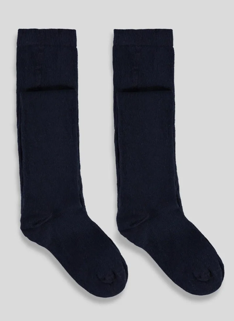 ماتلان Girls 2 Pack Navy Cotton Tights