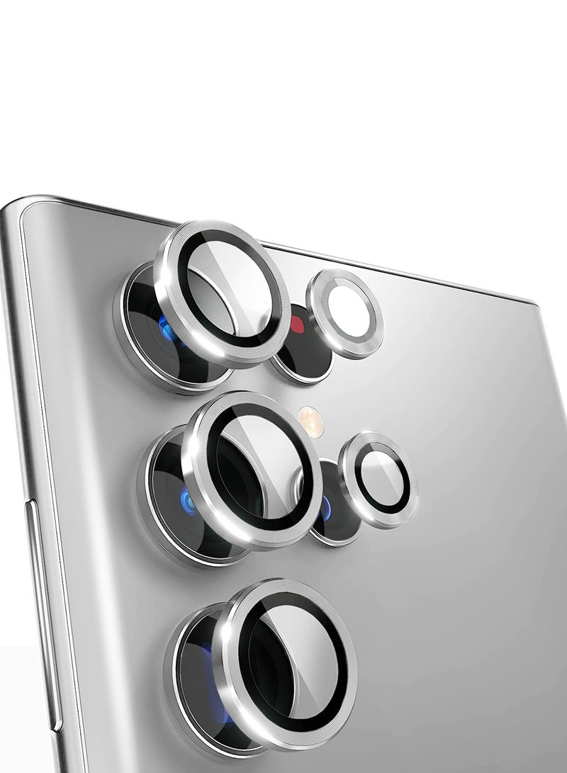 Wtech Samsung Galaxy S25 Ultra 2025 Premium Alloy Ring Camera Lens Tempered Glass Protector Shield - Titanium Silver - Image 2