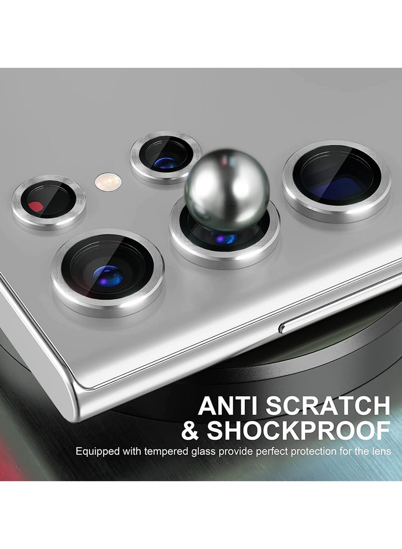Wtech Samsung Galaxy S25 Ultra 2025 Premium Alloy Ring Camera Lens Tempered Glass Protector Shield - Titanium Silver - Image 5