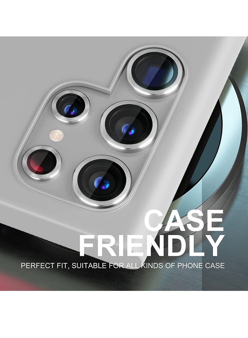 Wtech Samsung Galaxy S25 Ultra 2025 Premium Alloy Ring Camera Lens Tempered Glass Protector Shield - Titanium Silver - Image 4
