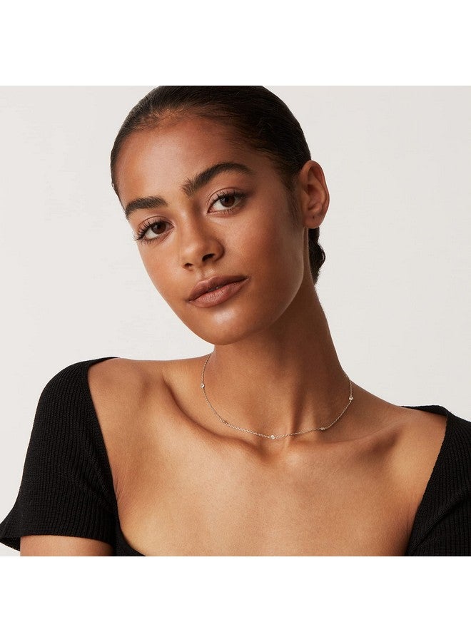 بافوا قلادات سلسلة بافوي المطلية بالروديوم للنساء - قلادة ألماس مقلدة رقيقة - سلسلة من الزركونيا المكعبة متعددة الطبقات - Image 1