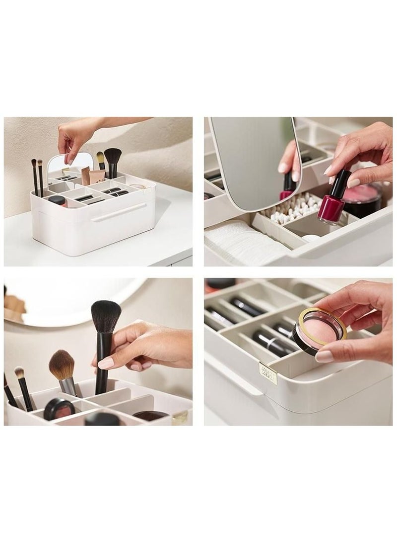 منظم مستحضرات التجميل الكبير مع مرآة قابلة للإزالة و درج , مقصورات متعددة لمستحضرات التجميل و العناية بالبشرة - Image 5