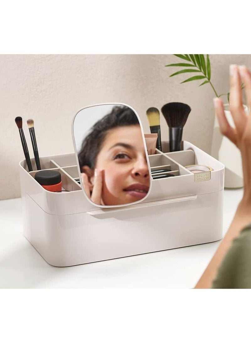 منظم مستحضرات التجميل الكبير مع مرآة قابلة للإزالة و درج , مقصورات متعددة لمستحضرات التجميل و العناية بالبشرة - Image 4