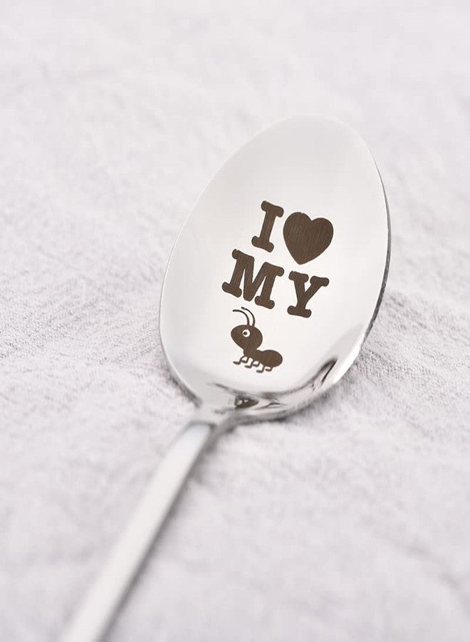 YangQian Funny Aunt Gifts for Women Auntie I Love My Ant Spoon Gift for Aunt From Niece Nephew Aunt Mothers Day Birthday Gifts for Auntie Coffee Tea Lover Gifts for Aunts Engraved Coffee Spoon Gift - Image 4